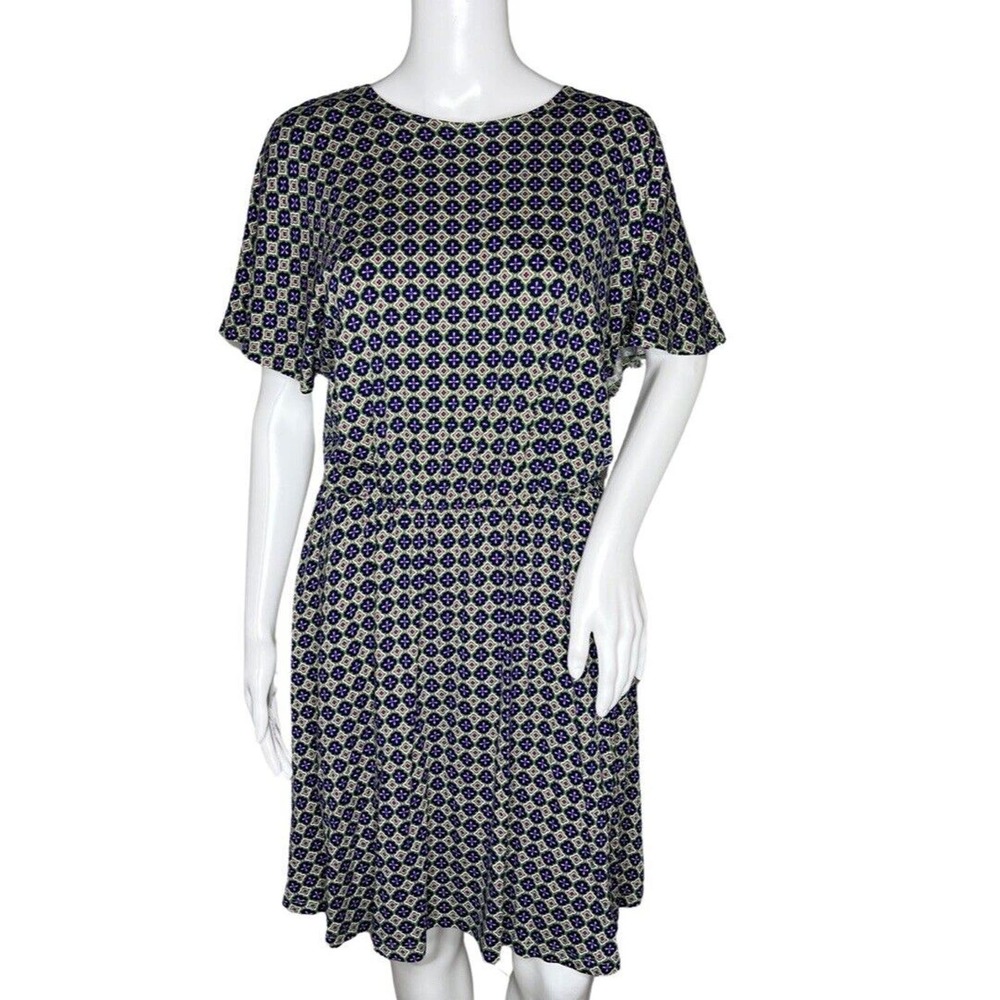 Boden Dress Womens 10 Petite Blue Green Purple Geometric Classy‎ Preppy Colorful